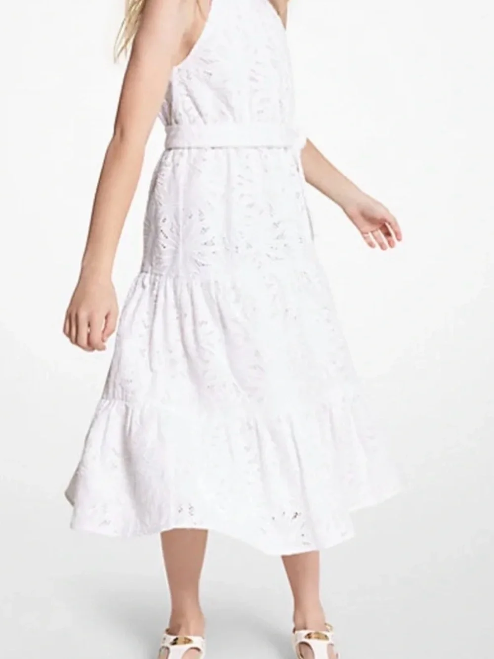 Michael Kors Girls' White Eyelet Dress - size 5